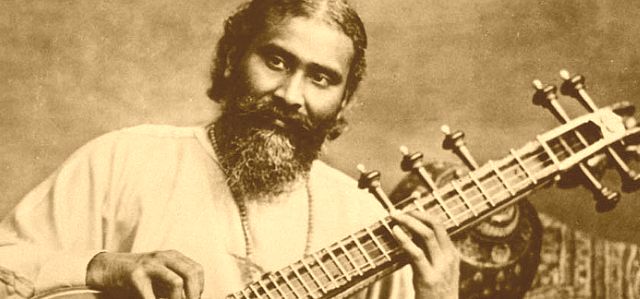 Hazrat Inayat Khan playing the saraswati vina